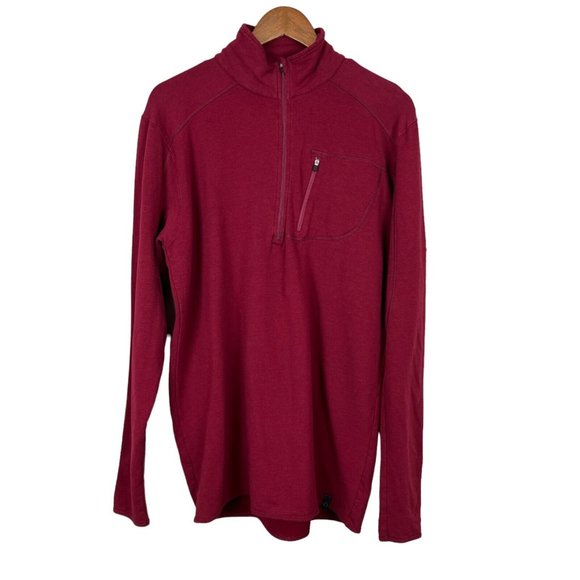 TASC Sweater Mens L Maroon Bamboo Performance 1/4 Zip Pullover Stretch Outdoor - Picture 1 of 12